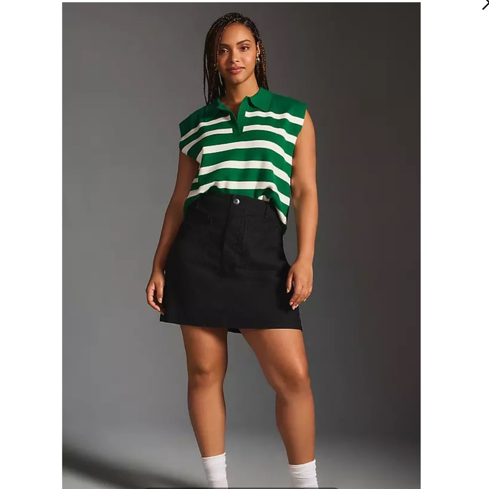 Maeve Black Mini Skirt with Front Pockets